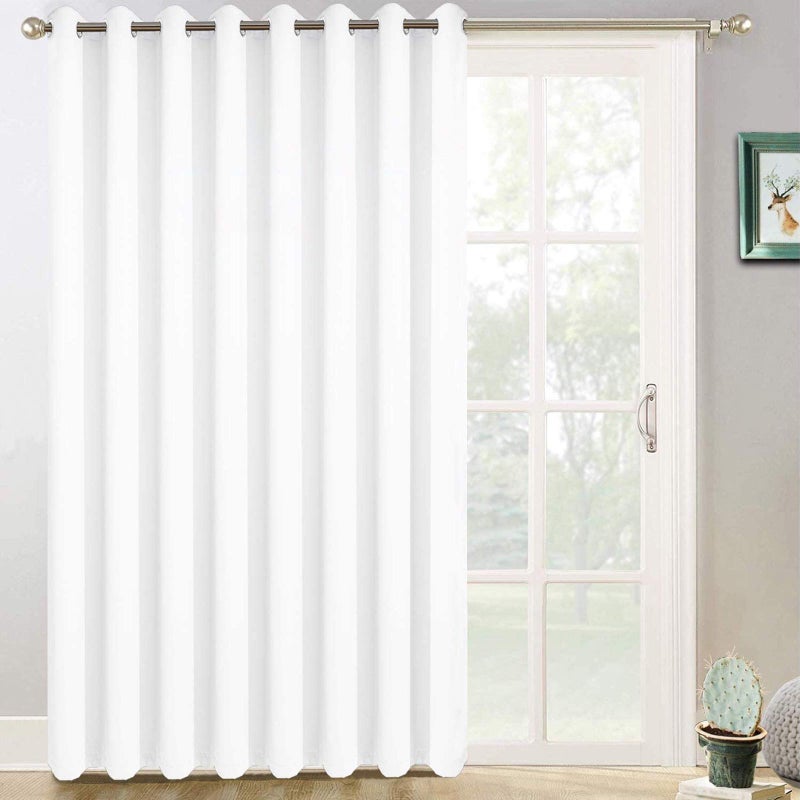 Yakamok Pure White Curtain for Living Room Sliding Glass Door Vertical Blind for Room Darkening Extra Wide Window Drapes Grommet Top Room Divider Panel for Bedroom/Patio 1 PC 100 x 96 Inch - Image 1